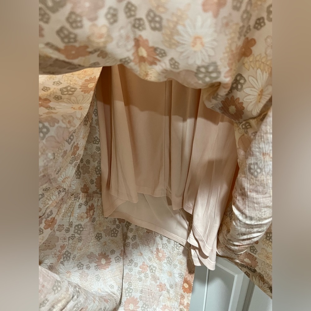 LC Lauren Conrad tan peach flower floral dress petite XL PXL - Picture 7 of 12